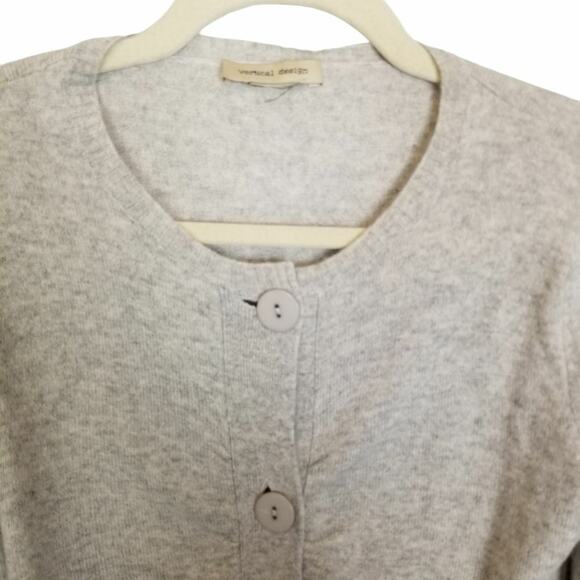 Vertical Design Womens Cashmere Sweater Cardigan Quiet Luxury Minimalist S Prep - Picture 2 of 7